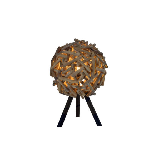 Lampe exotique de table ronde en bois BALL