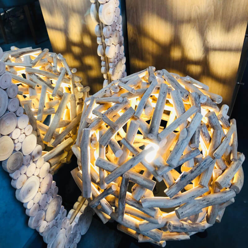 Lampe de chevet bois exotique 50cm