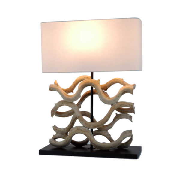 Lampe de table exotique en bois KLOM