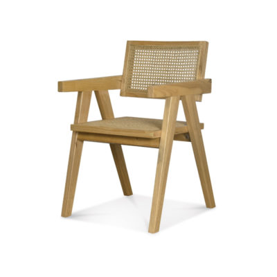 Chaise en bois exotique BESUKI, en hévéa et rotin